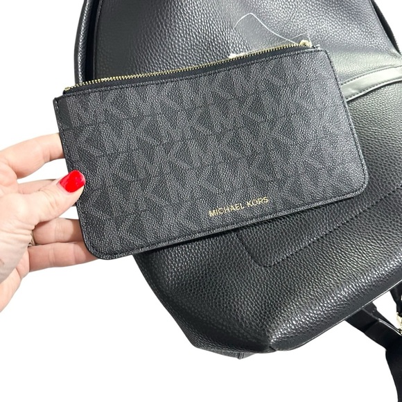 Michael Kors Black Leather Back Pack & Zippered Clutch - NEW (DAMAGED) - Picture 4 of 8